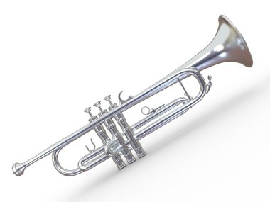 Silver trumpet. 3d clipart