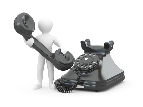 Επικοινωνήστε μαζί μας. άνδρες με τηλέφωνο. 3D — Φωτογραφία Αρχείου
