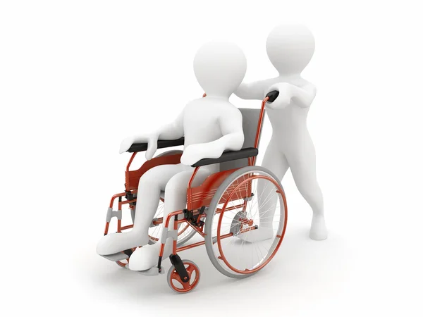 Мужчины в инвалидной коляске. 3d — стоковое фото