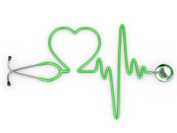 Steteskop ve kalp ve EKG yapısı — Stok fotoğraf