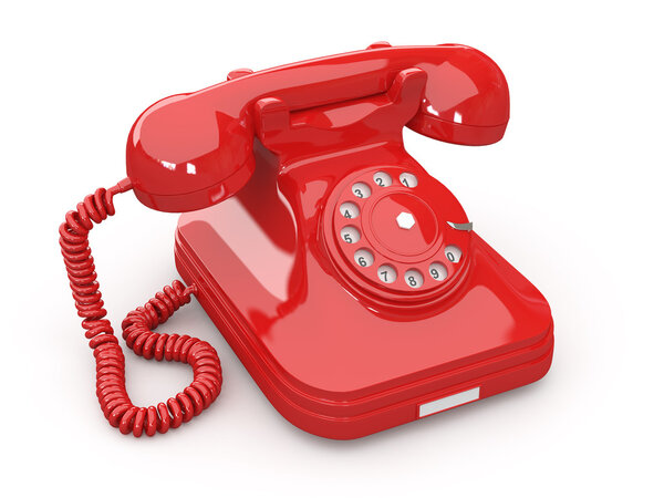 Old-fashioned phone on white isolated background