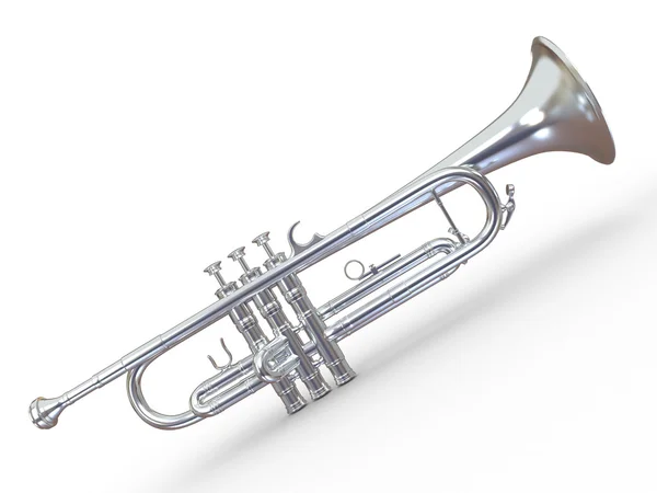 Silver trumpet. 3d — Stock Photo, Image