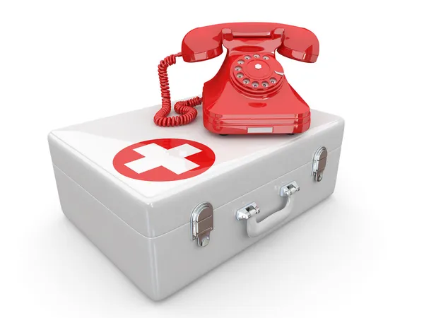 Assistance téléphonique. Services. Téléphone sur kit médical — Photo