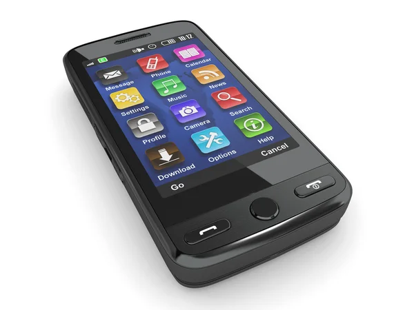 Černý mobilní telefon. 3D — Stock fotografie