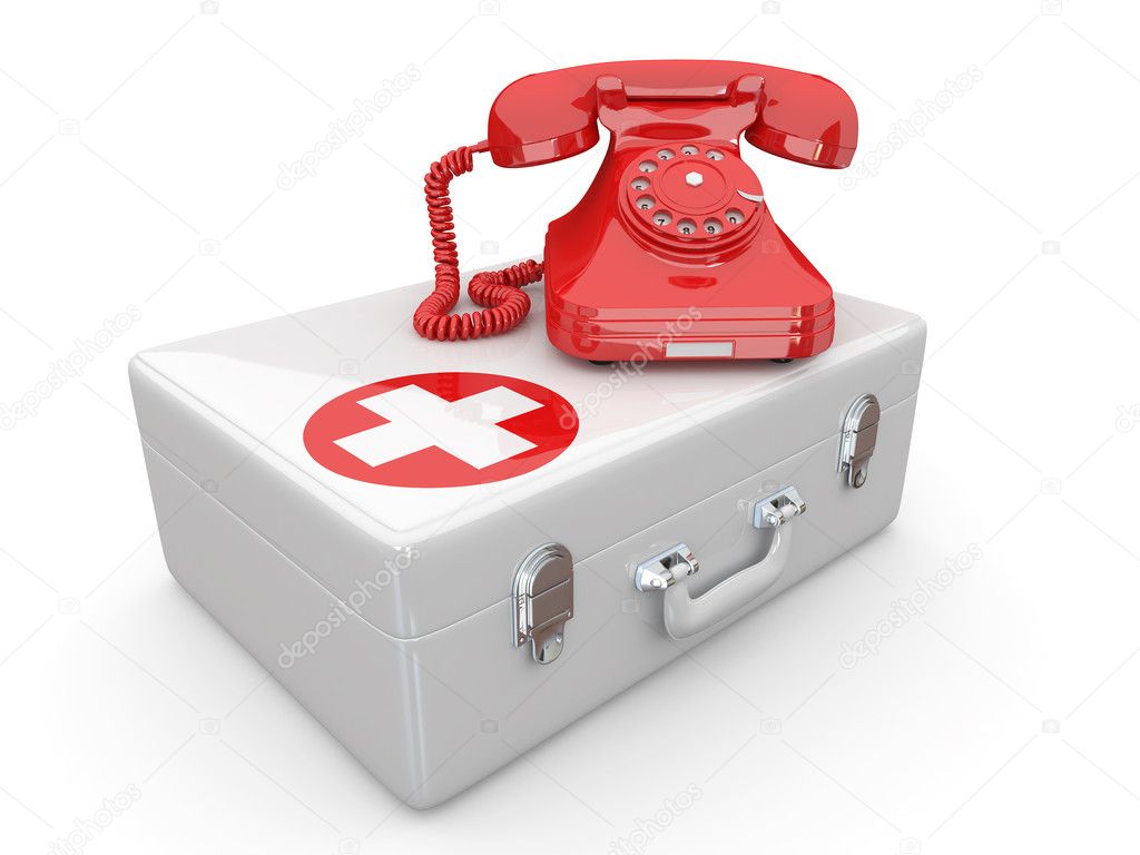 Helpline.Services. Phone on medical kit