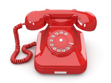 Old-fashioned phone on white isolated background clipart