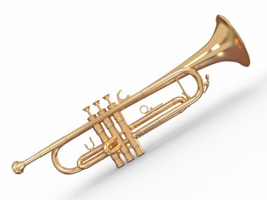 Golden trumpet. 3d clipart