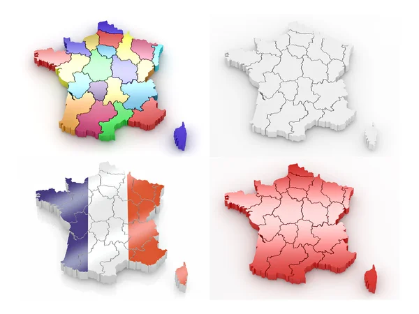 Three-dimensional map of France — Stock Photo, Image