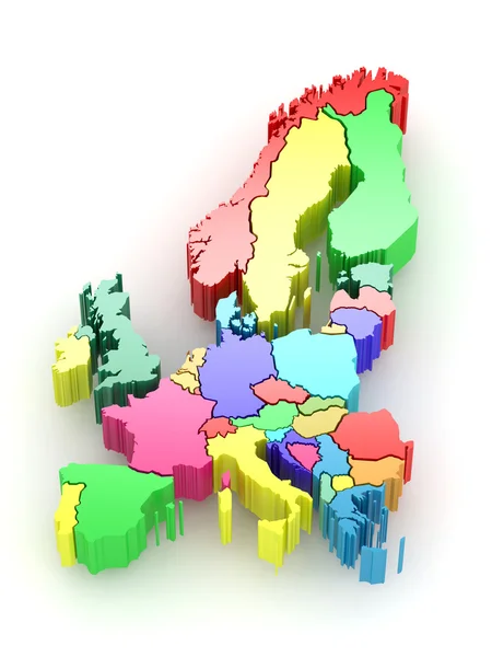 Driedimensionale kaart van Europa. 3D — Stockfoto