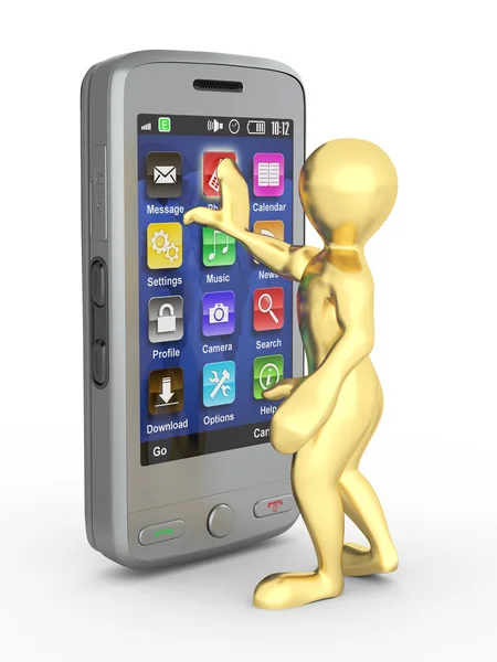 Άνδρες με κινητό τηλέφωνο. 3D — Φωτογραφία Αρχείου