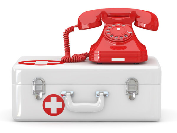 Helpline.Services. Phone on medical kit