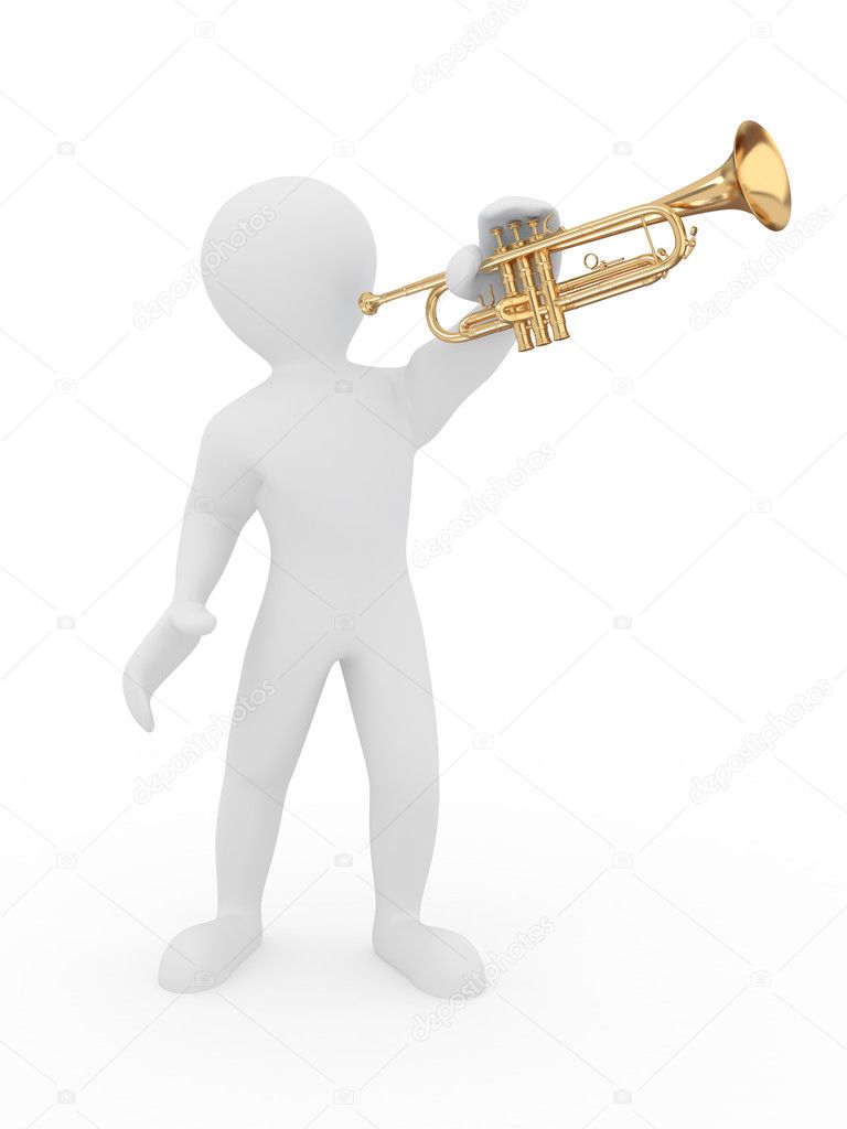 Man with trumpet. 3d
