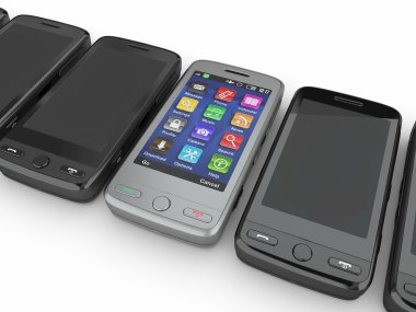 Mobile phones. 3d clipart