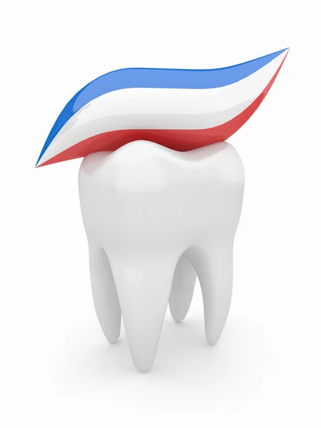 Tooth and tooth-paste. 3d — Stock Photo, Image