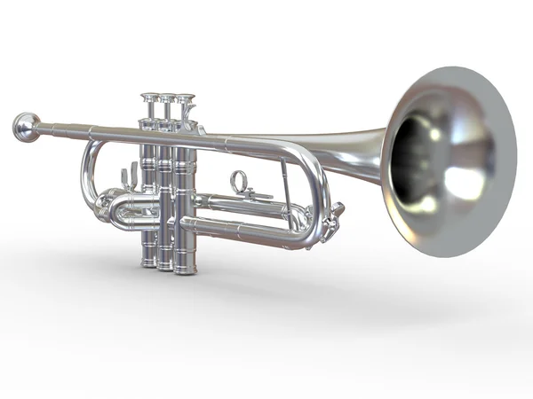 Zilveren trompet. 3D — Stockfoto