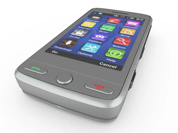 Metalowe telefon komórkowy. 3D — Zdjęcie stockowe