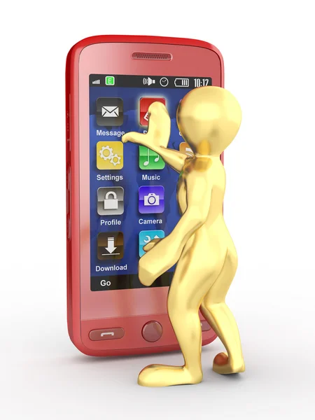 Män med mobiltelefon. 3D — Stockfoto