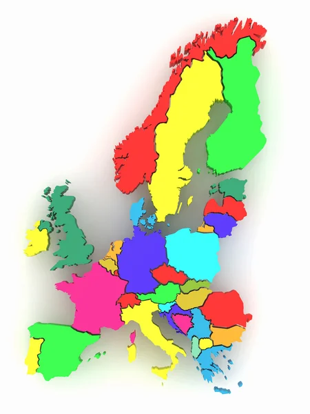 Τρισδιάστατο χάρτη της Ευρώπης. 3D — Φωτογραφία Αρχείου