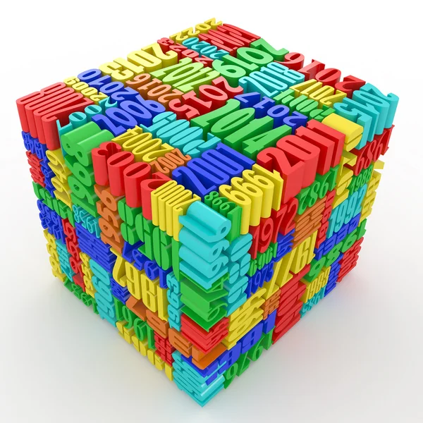 Jaar. kubus dat bestaat uit de getallen — Stockfoto