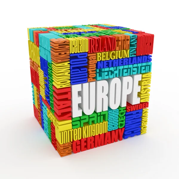 Європи. Коробка з назвою європейських країн — стокове фото
