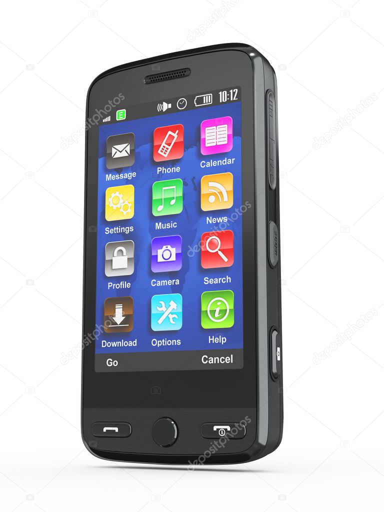 Black mobile phone. 3d