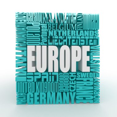 Europe. Box from name of european countries clipart