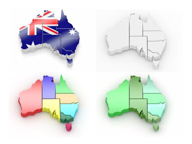 Three-dimensional map of Australia clipart