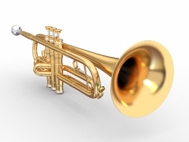 Golden trumpet. 3d clipart
