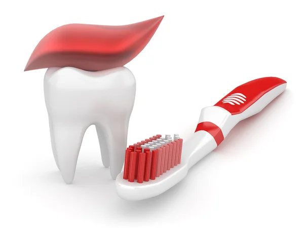 Tand och tandborste. 3D — Stockfoto