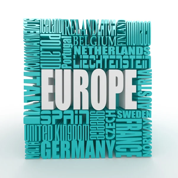 L'Europa. Casella dal nome dei paesi europei — Foto Stock