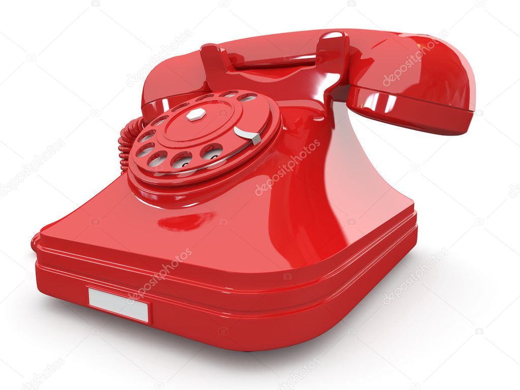 Old-fashioned phone on white isolated background
