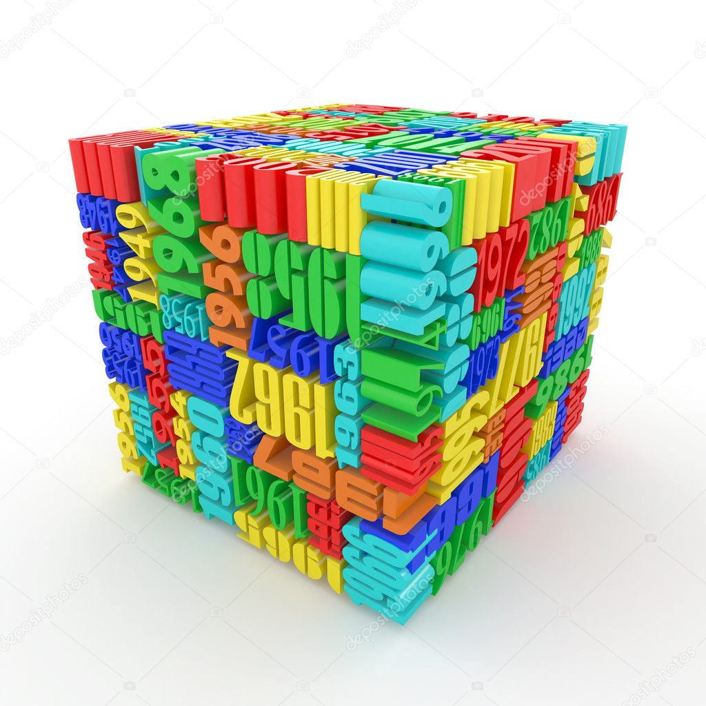 Years. Cube consisting of the numbers