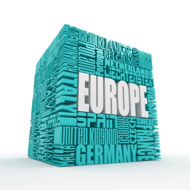 Europe. Box from name of european countries clipart