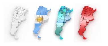 Three-dimensional map of Argentina clipart