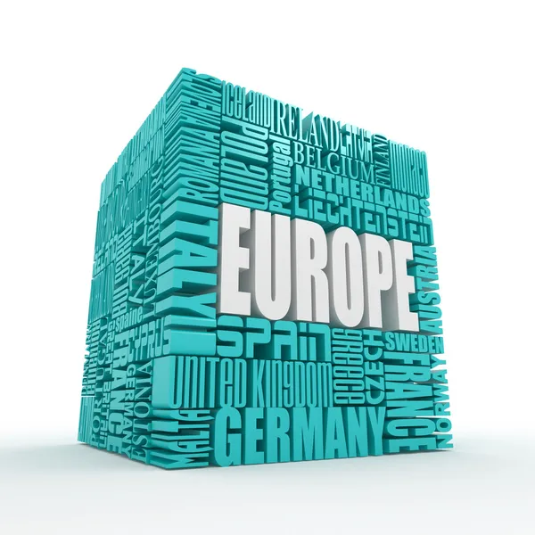 L'Europa. Casella dal nome dei paesi europei — Foto Stock