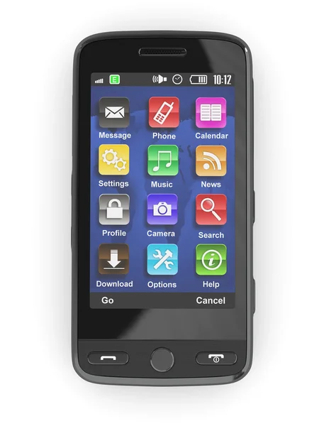 Zwarte mobiele telefoon. 3D — Stockfoto