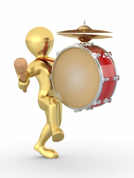 Man with drum and drumstick. 3d — Φωτογραφία Αρχείου