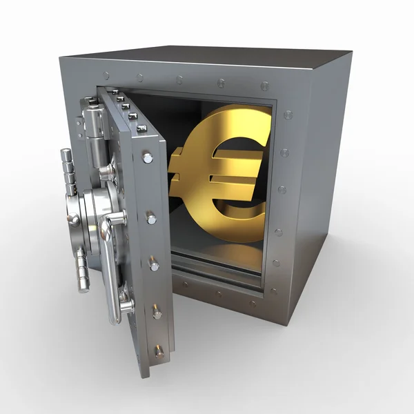 Symbol měny euro v trezoru. 3D — Stock fotografie