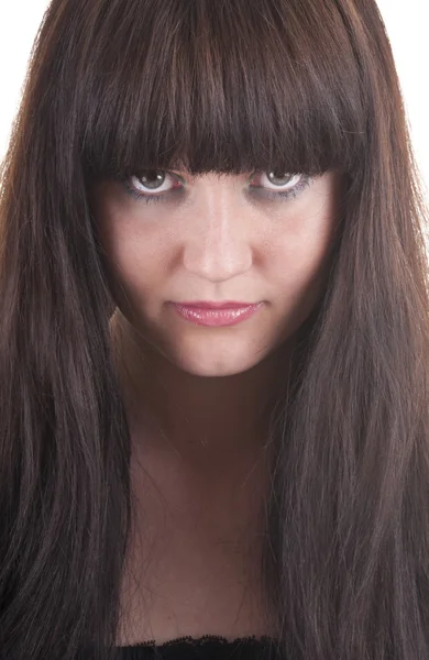 Młoda brunetka poważnych kobieta portret — Zdjęcie stockowe
