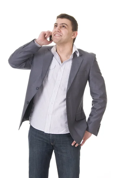 Young casual man with phone — Stock Photo, Image