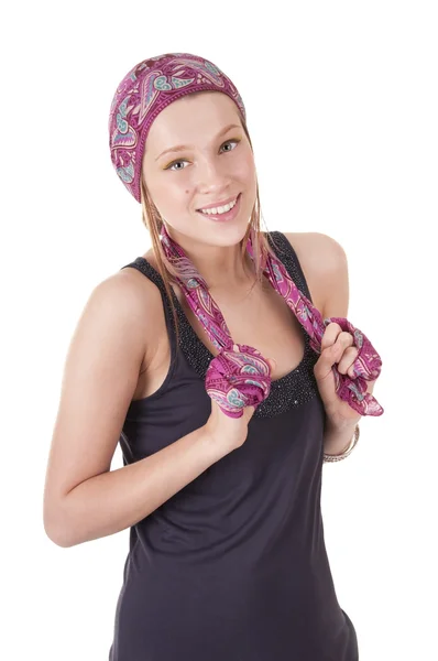 头巾的年轻女人 — 图库照片