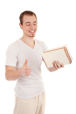 Smiling young casual men with a book clipart