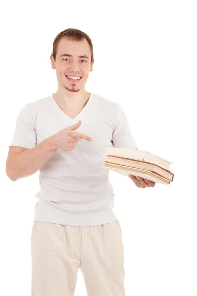 Smiling young casual men with a book — Stock Photo, Image