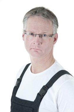 Serious mature man in glasses clipart