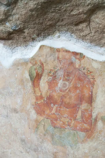 Oude beroemde muur fresco's op sigirya, sri lanka — Stockfoto