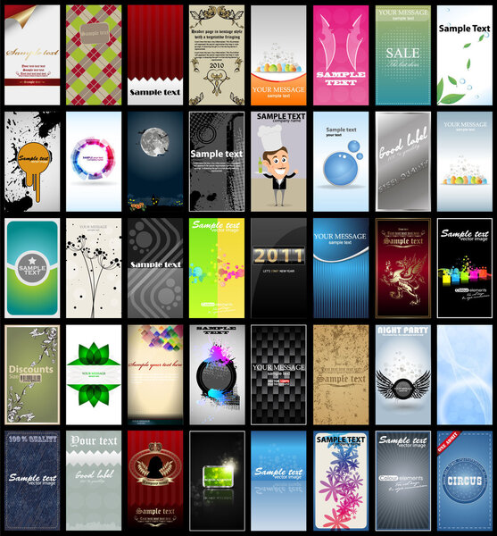 Variety of 40 vertical business cards on different topics