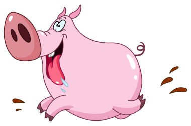 Pig running clipart