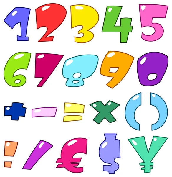 Tecknade nummer och tecken — Stock vektor