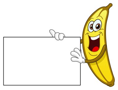 Banana holding a sign clipart