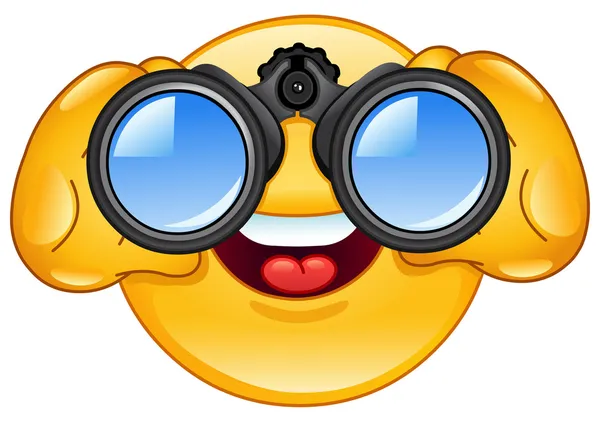 Binoculars emoticon — Stock Vector